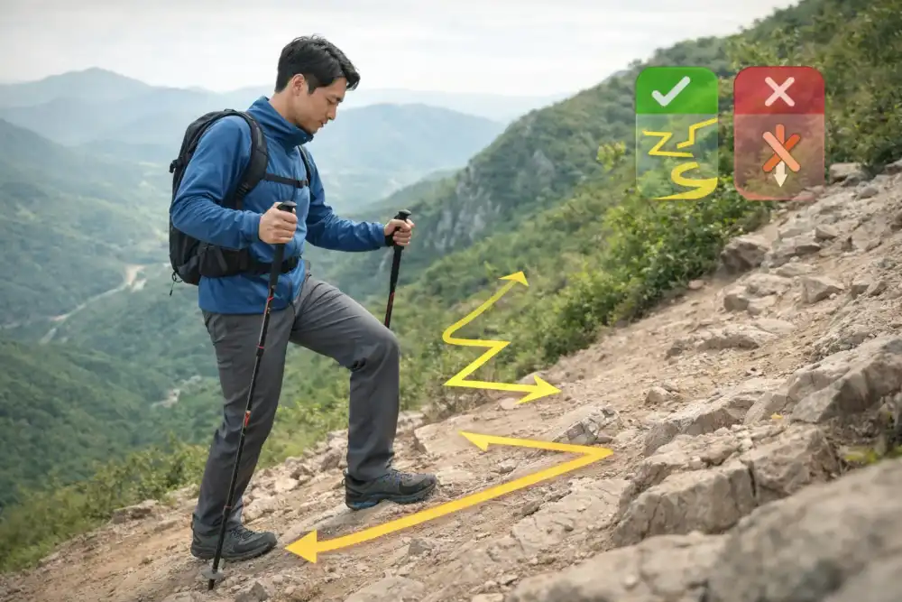 무릎 통증 없이 등산하는 안전한 하산법