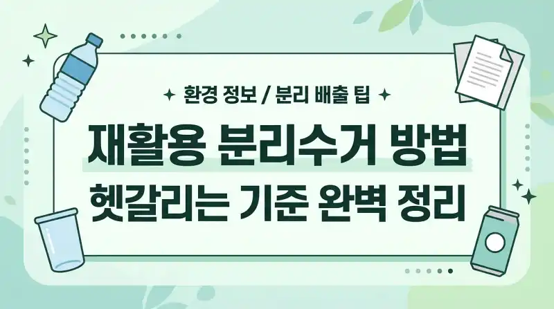 재활용 분리수거 방법 헷갈리는 기준 완벽 정리