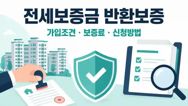 전세보증금 반환보증 가입 조건과 보증료, 신청 방법을 안내하는 일러스트