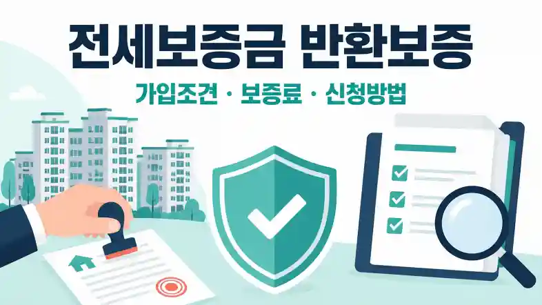 전세보증금 반환보증 가입 조건과 보증료, 신청 방법을 안내하는 일러스트