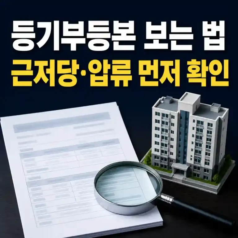 인터넷등기소에서 발급한 등기부등본으로 전세 계약 전 근저당과 압류를 확인하는 모습